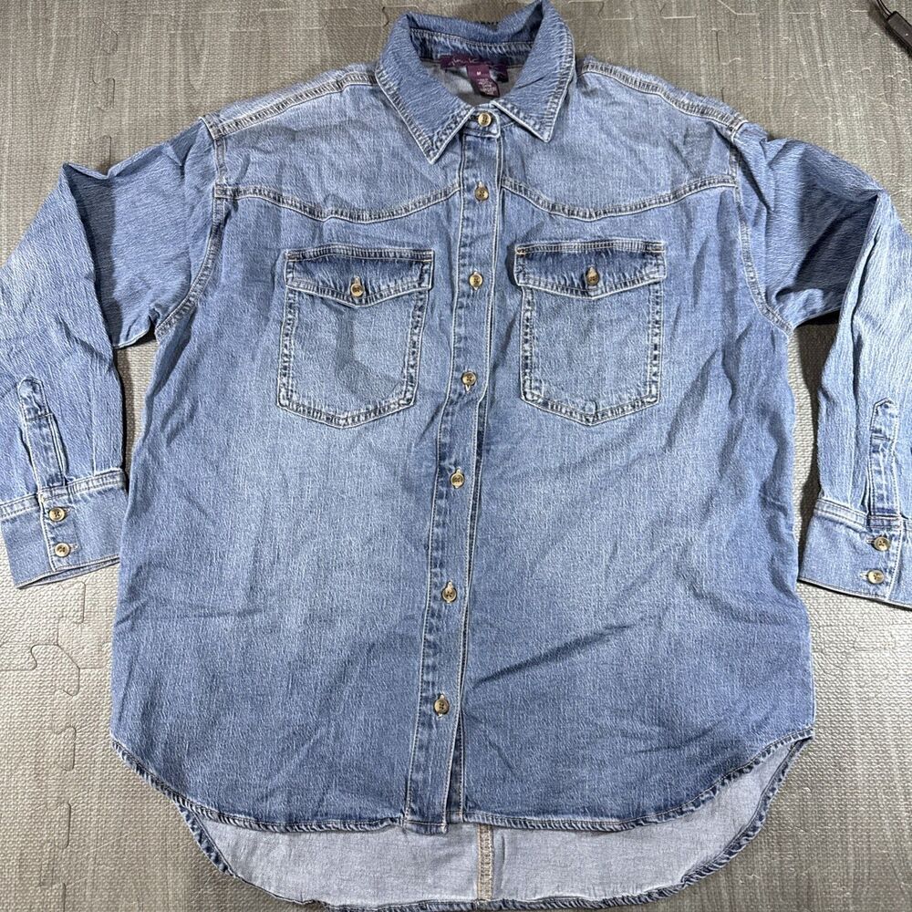 Gloria Vanderbilt Denim Shirt Women's M Casual Button Up Blue